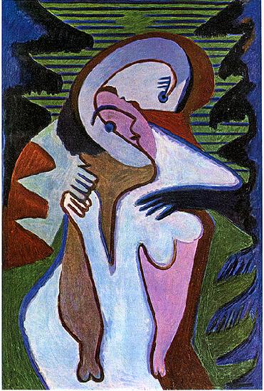 Ernst Ludwig Kirchner Lovers (The kiss) oil painting image